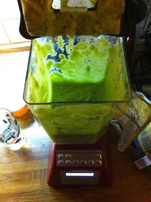 Chard/kale/banana/apple/orange smoothie in my Blendtec ^_^