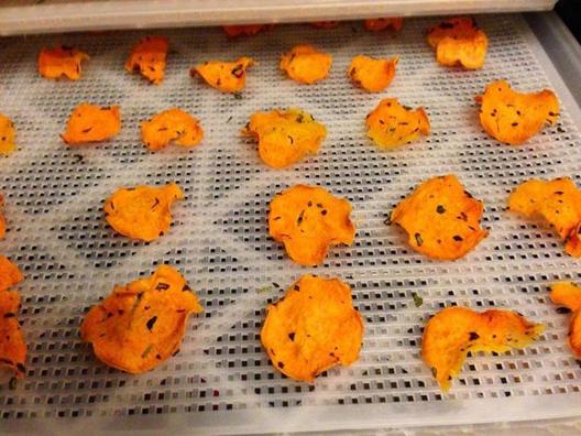 Delicious sweet potatoes chips getting ready in the dehydrator ^_^