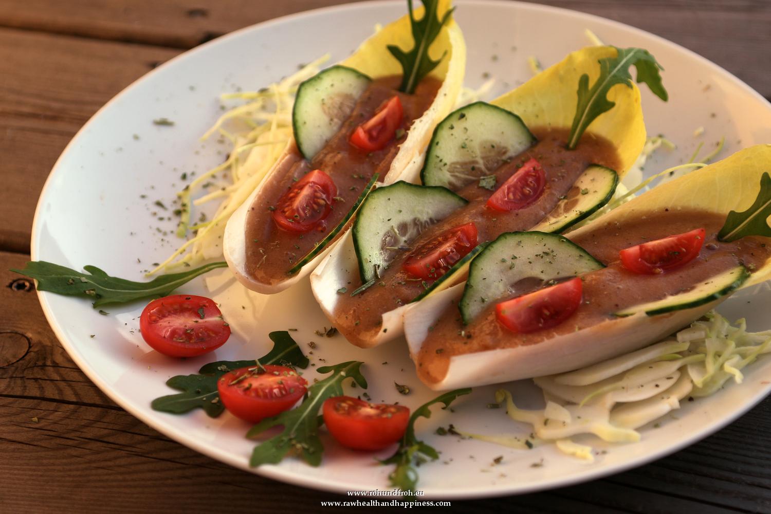 Chicorée - Rucola - Weißkohl - Schiffchen / Rohkost Gerichte - Roh Und Froh