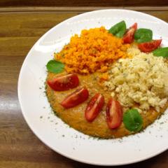 Zweierlei "Reis" mit Orangen - Kiwi - Paprika Sauce