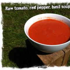 Raw tomato, red pepper, basil soup <3